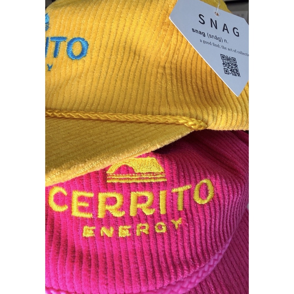 Neon Yellow Blue Corduroy Rope Snapback Hat NWT Streetwear Festival Cap - Picture 7 of 7